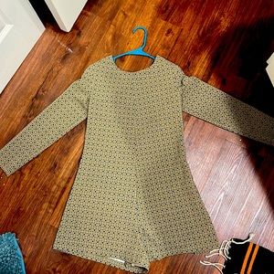 Mosaic long sleeve ROMPER with cute bow in the back. Medium or Large